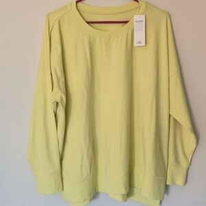NEW NWT Eileen Fisher Organic Cotton Citron Crew Neck Top Sweatshirt Tunic Plus